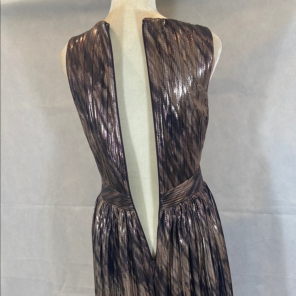 Gold and Brown Embellished A-Line Cocktail Dress - Picture 7 of 10